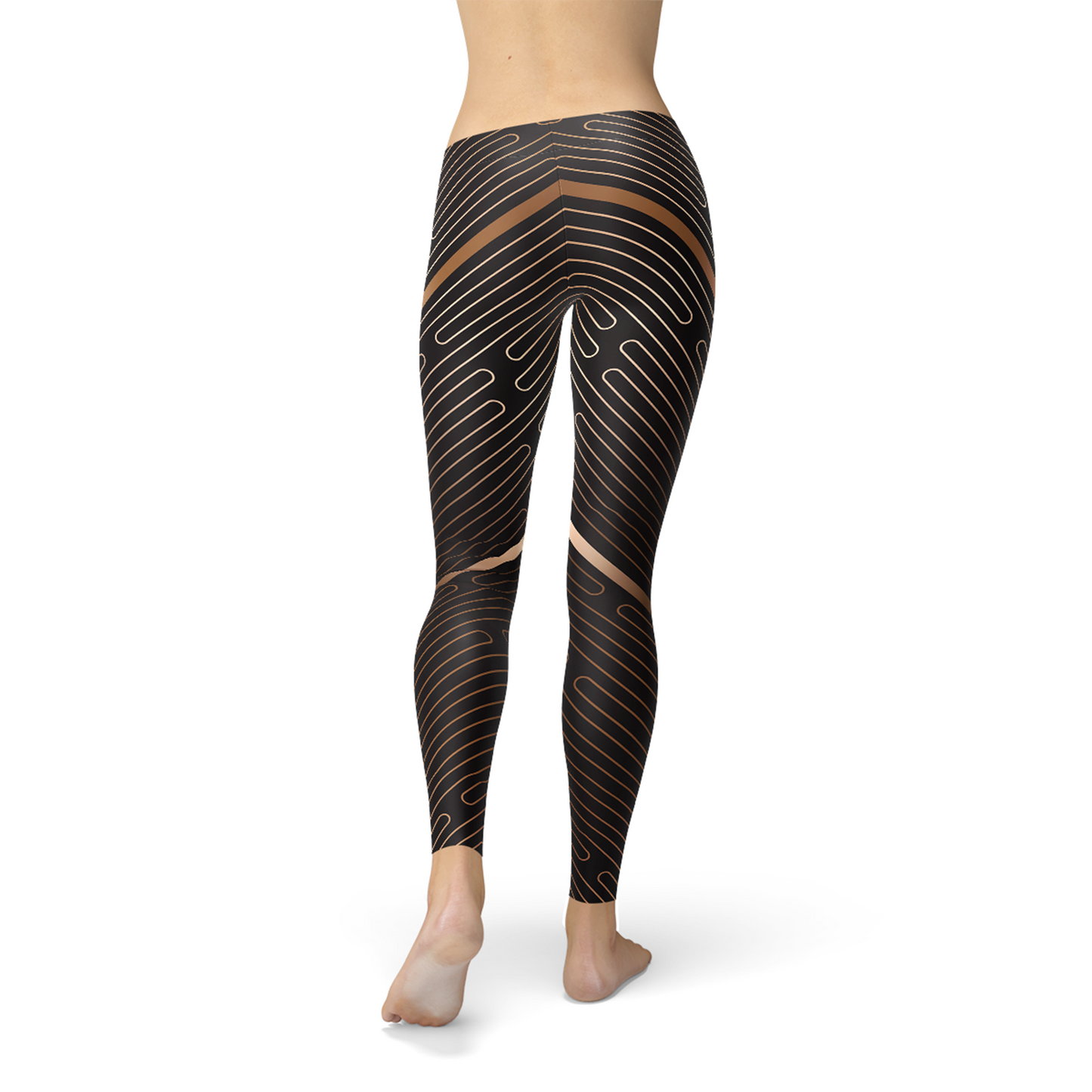 Women's Striped Lines Sports Brown Leggings.